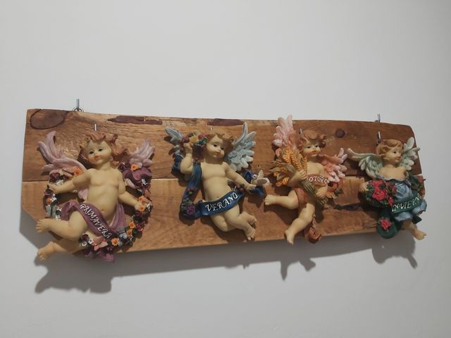 4 Figuritas ángeles madera -Primavera-Verano-Otoño