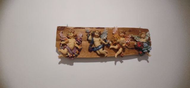 4 Figuritas ángeles madera -Primavera-Verano-Otoño