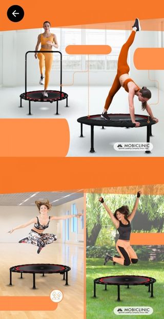 Mini cama elástica con barra en perfecto estado.