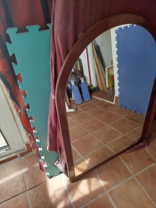 Espejo madera media luna