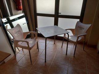 Mesa y 2 sillas NORDIC MIST terraza