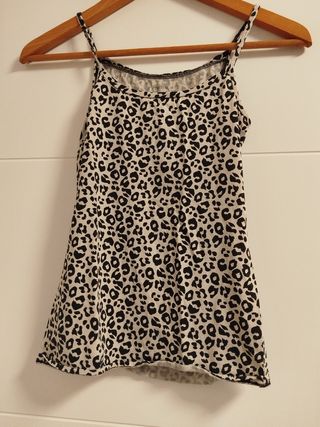 Camiseta Tezenis leopardo - beige y negra