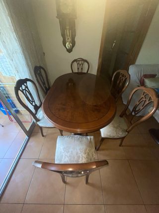 Juego de 6 Sillas madera antigua estilo clásico