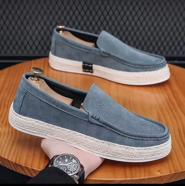 Zapatos de gamuza, azulón-talla 39