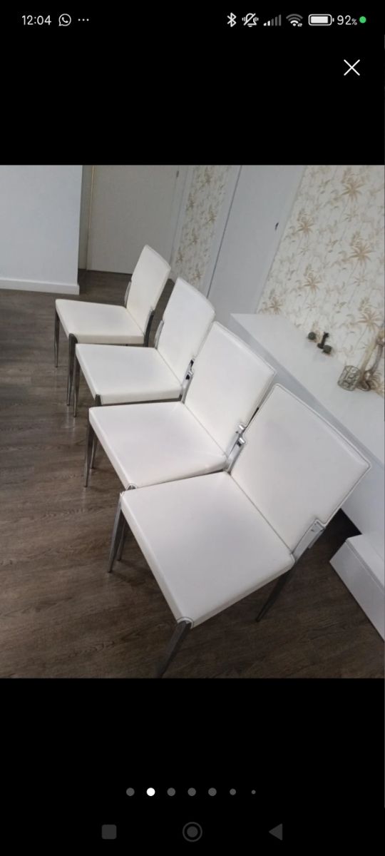 4 Cadeiras de couro branco real