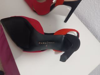 Zapatos tacón rojo-negro