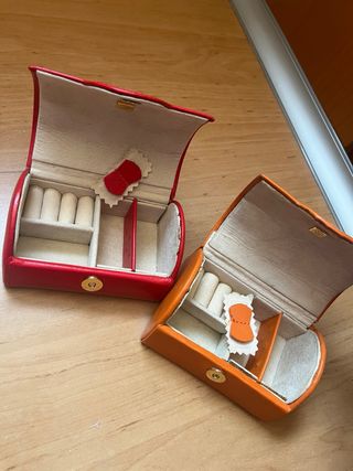 2 Joyeros Piel - Rojo y Naranja
