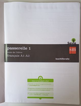 Libro de francés de 1° Bach. Nivel A1-A2. SM.