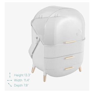 Organizador maquillaje blanco y dorado