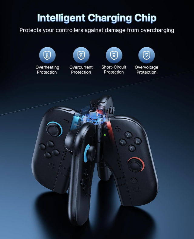 Cargador Empuñadura NexiGo para 4 mandos Switch 2