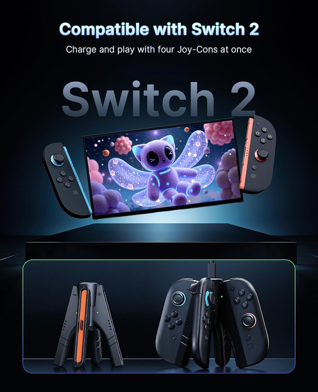 Cargador Empuñadura NexiGo para 4 mandos Switch 2
