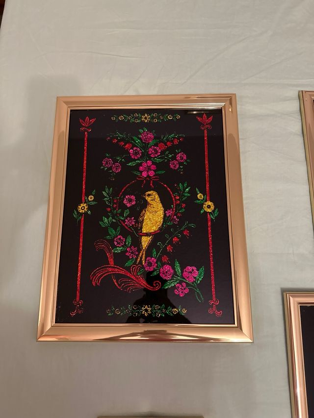 7 Cuadros artesanales vintage - Flores & Pájaros