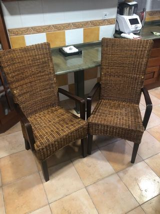 Lote 2 Sillas Comedor Mimbre-Madera