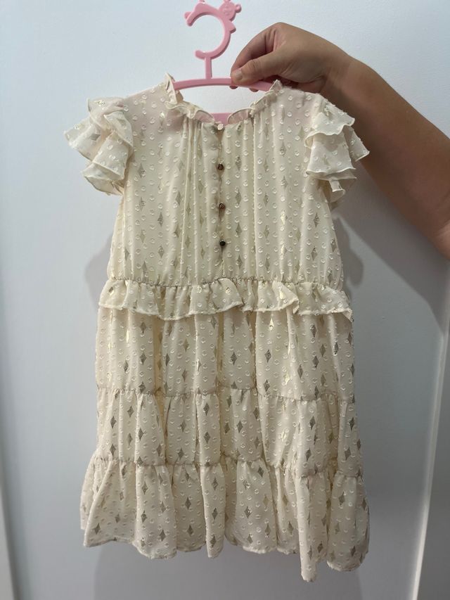 Vestido niña beige dorado - talla 6
