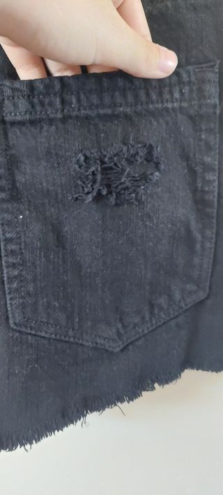 Shorts jeans neri strappati