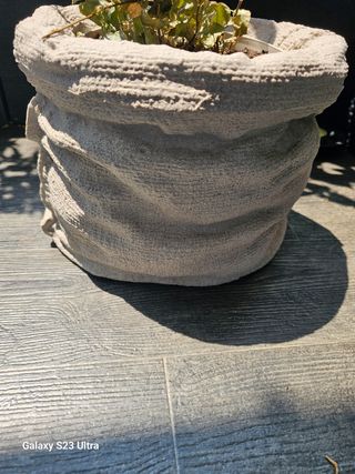 Vaso esterno effetto juta beige