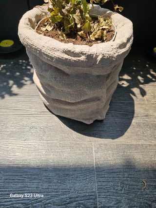 Vaso esterno effetto juta beige