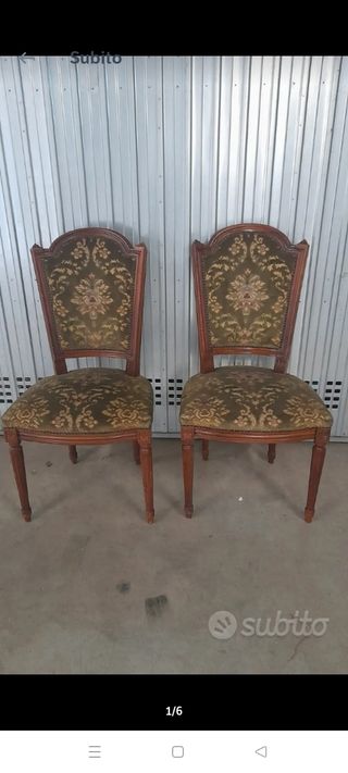 Sedie Luigi XIV, legno, tessuto
