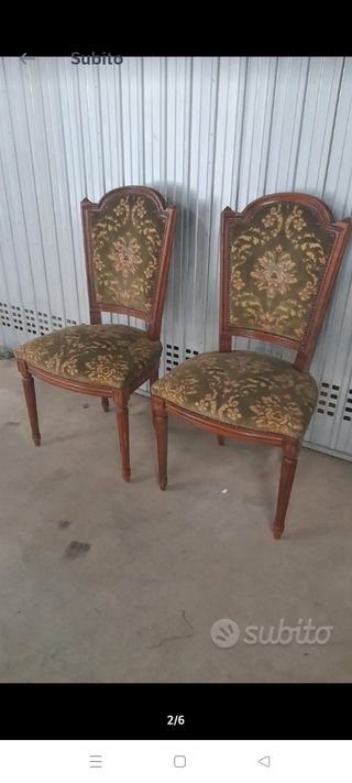 Sedie Luigi XIV, legno, tessuto
