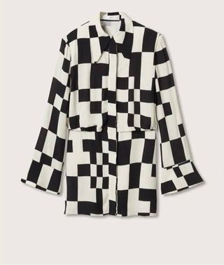 Vestido cuadrille Mango blanco y negro