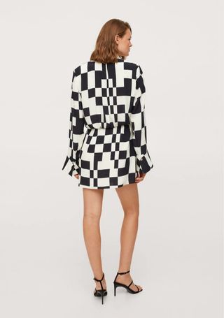 Vestido cuadrille Mango blanco y negro