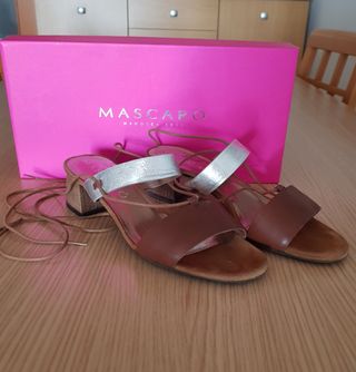 Sandalias Mascaro Piel Marrón Plata 37