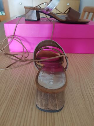 Sandalias Mascaro Piel Marrón Plata 37