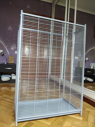 Jaula pajaros grande gris