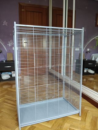 Jaula pajaros grande gris