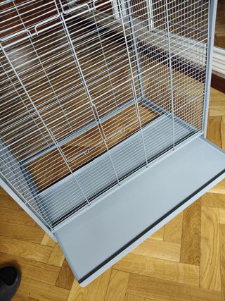 Jaula pajaros grande gris