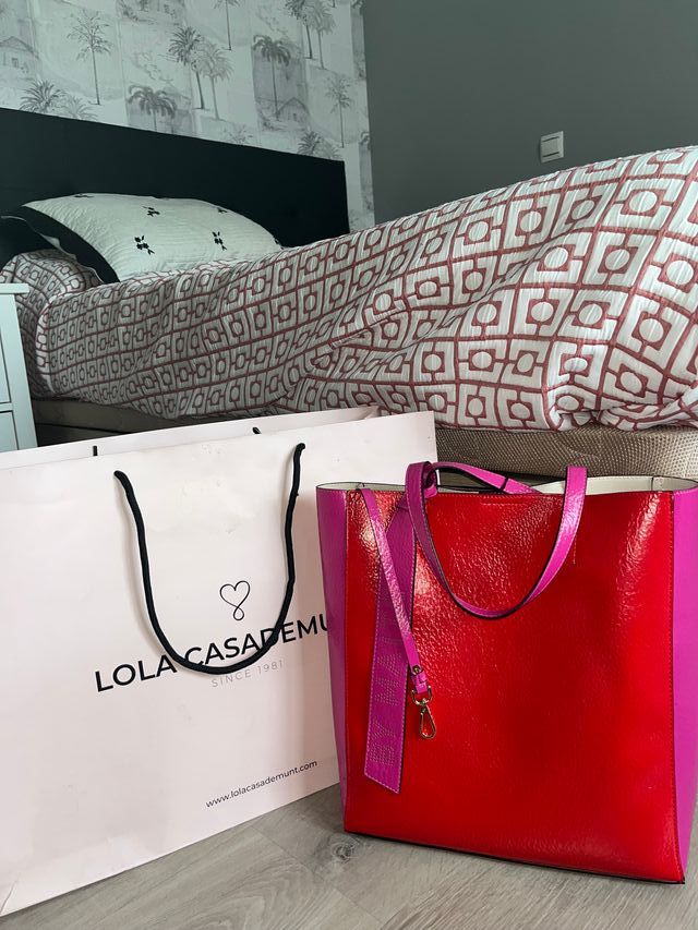 Bolso LOLA CASADEMUNT rojo y rosa NUEVO (