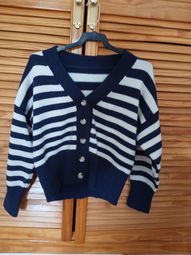 Cárdigan rayas azul-blanco