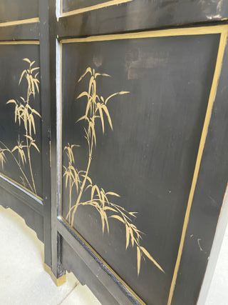 Biombo chino lacado 4 paneles con nacar