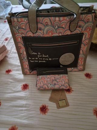 Bolso Patrizia Pepe beige y rosa
