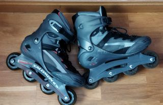 2 pares patines línea, 2 bolsas, 8 repuestos 76mm