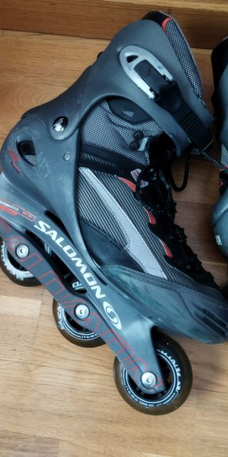 2 pares patines línea, 2 bolsas, 8 repuestos 76mm