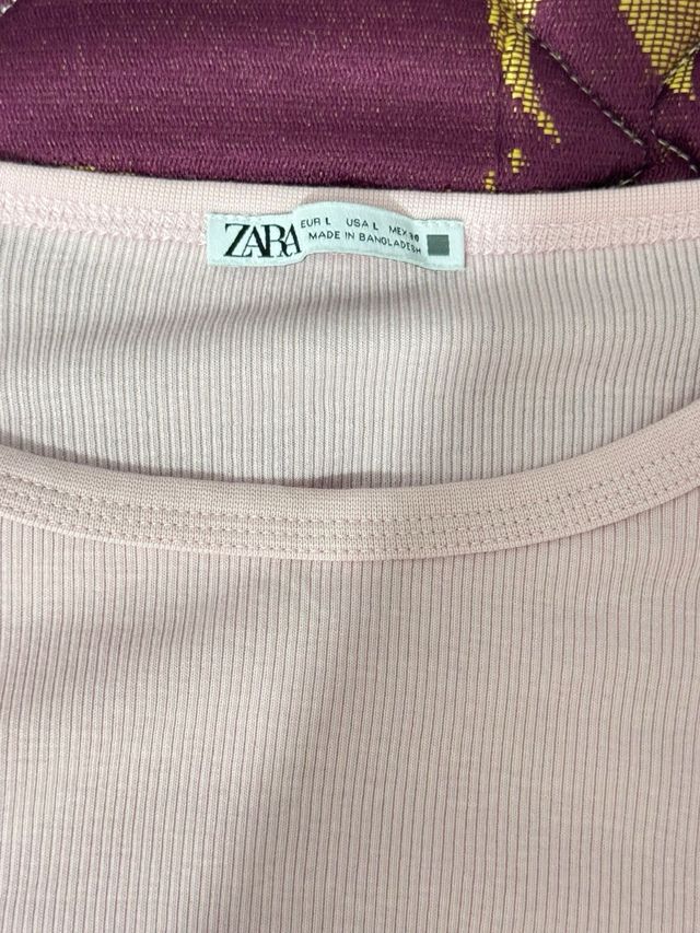 Camiseta Zara rosa talla L