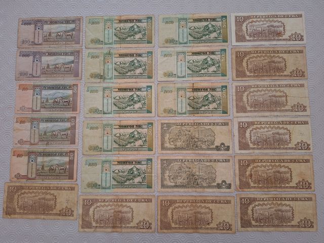 Billetes antiguos: Mongolia & Cuba