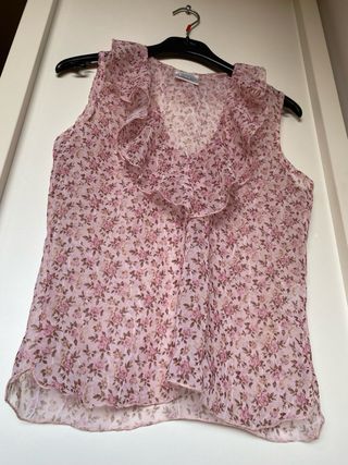 Top fiori senza maniche
