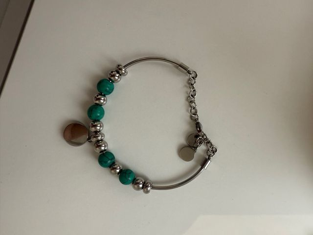 Pulsera plata turquesa - bolas