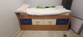 Cama nido infantil - madera - azul beige