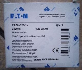 Interruttore Eaton FAZ6-C25/1N 25A
