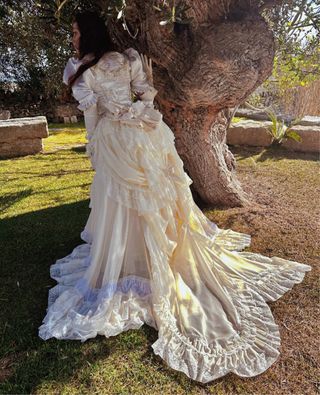Vestido novia antiguo beige