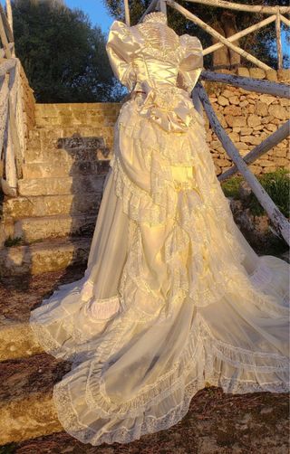 Vestido novia antiguo beige