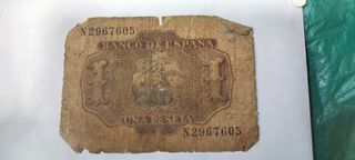 Billete 1 Peseta España antiguo