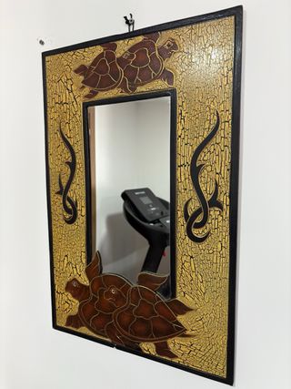 Espejo Tortugas marrón y dorado