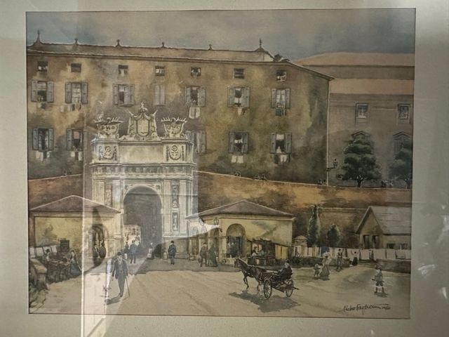 stampa riproduzioneAcquarello vintage firmato 1956