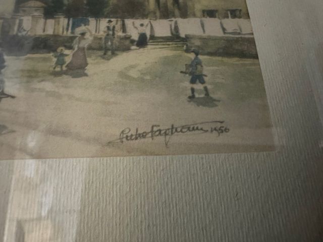 stampa riproduzioneAcquarello vintage firmato 1956