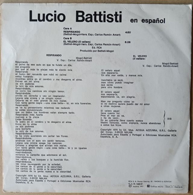 Lucio Battisti - Respirando (Single 1977)