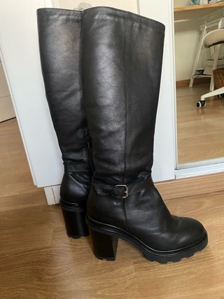 Botas altas piel negras mujer